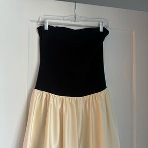 Elegant Black and Cream Strapless Dress